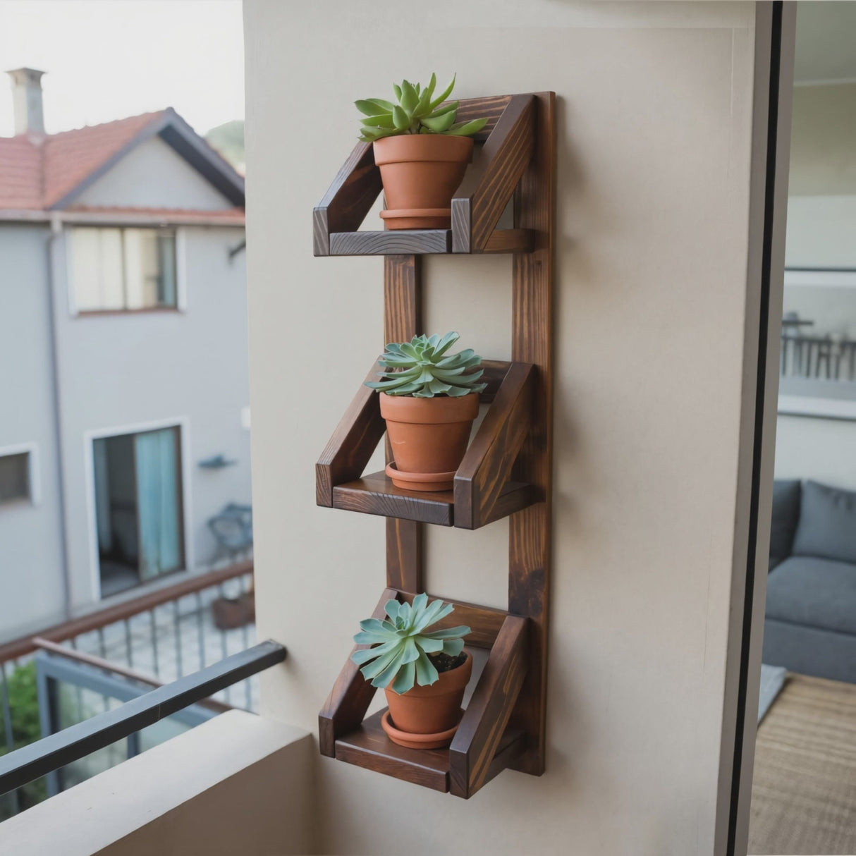 Rustic Wall Mounted Plant Shelf Hanging Planter For Balcony And Patio