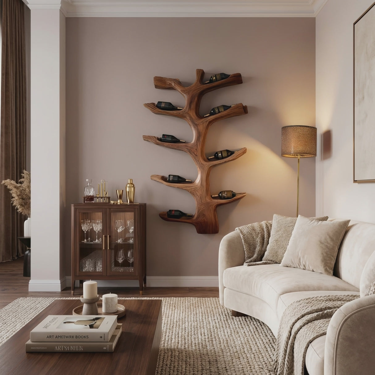 Wall Mounted Wine Rack Sculptural Branch Design For Modern Kitchen