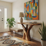 Mid Century Solid Wood Console Table Organic Form For Furniture Decor
