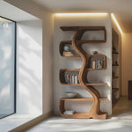 Organic Sculptural Bookshelf With Wavy Design For Living Room