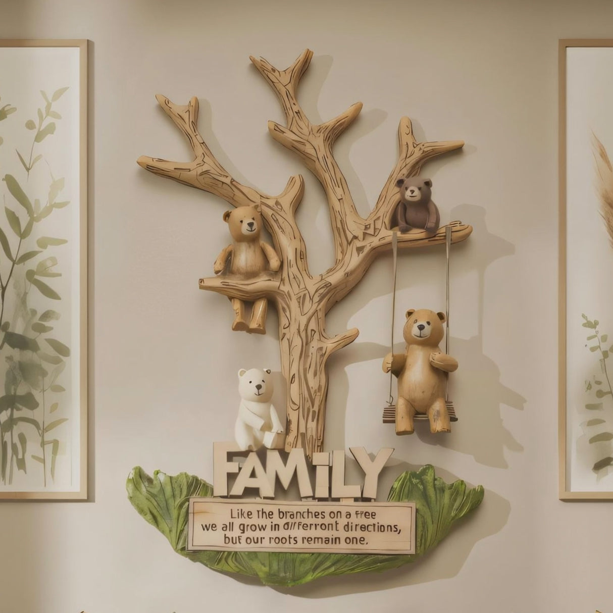 Rustic Bear Family Wall Art For Living Room Nursery Or Entryway