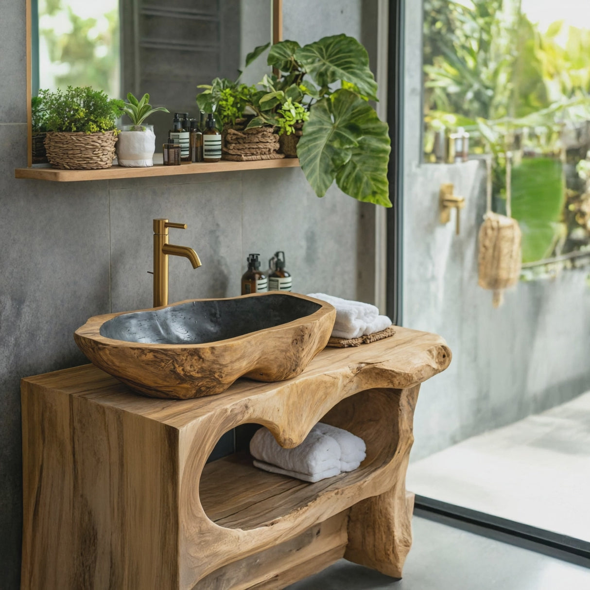 Solid Wood Sink Farmhouse Look For Bathroom Vanity Decor