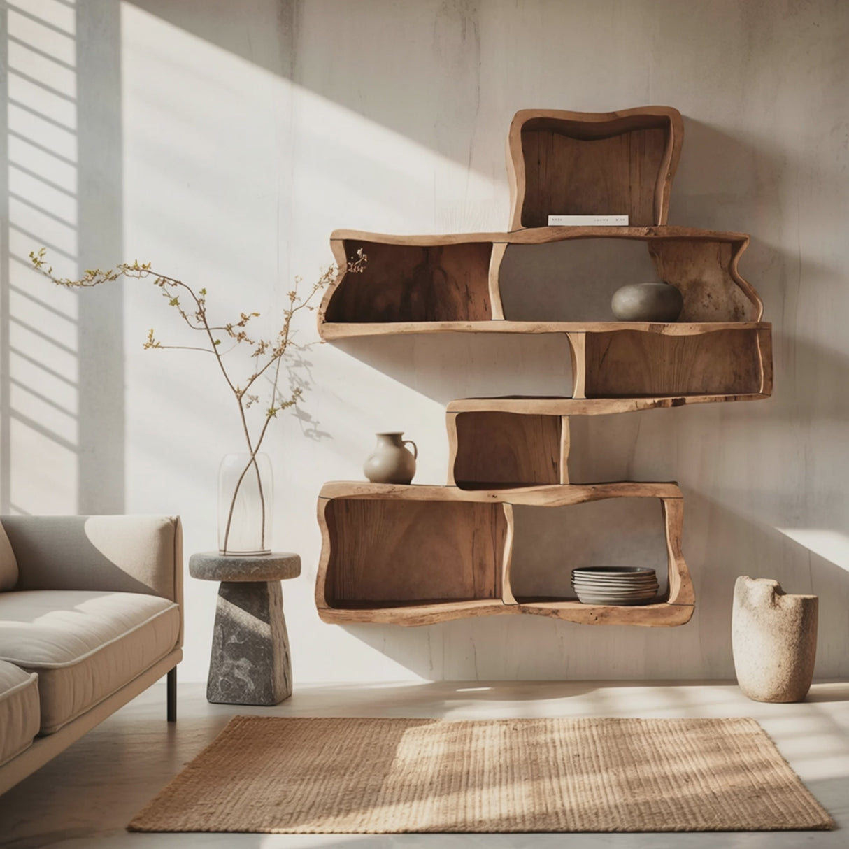 Handcrafted Floating Shelf For Modern Living Room Design