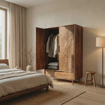 Organic Wardrobe With Carved Door For Bedroom