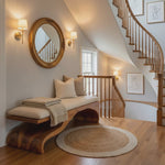 Modern Sculptural Wooden Bench For Bedroom Decor