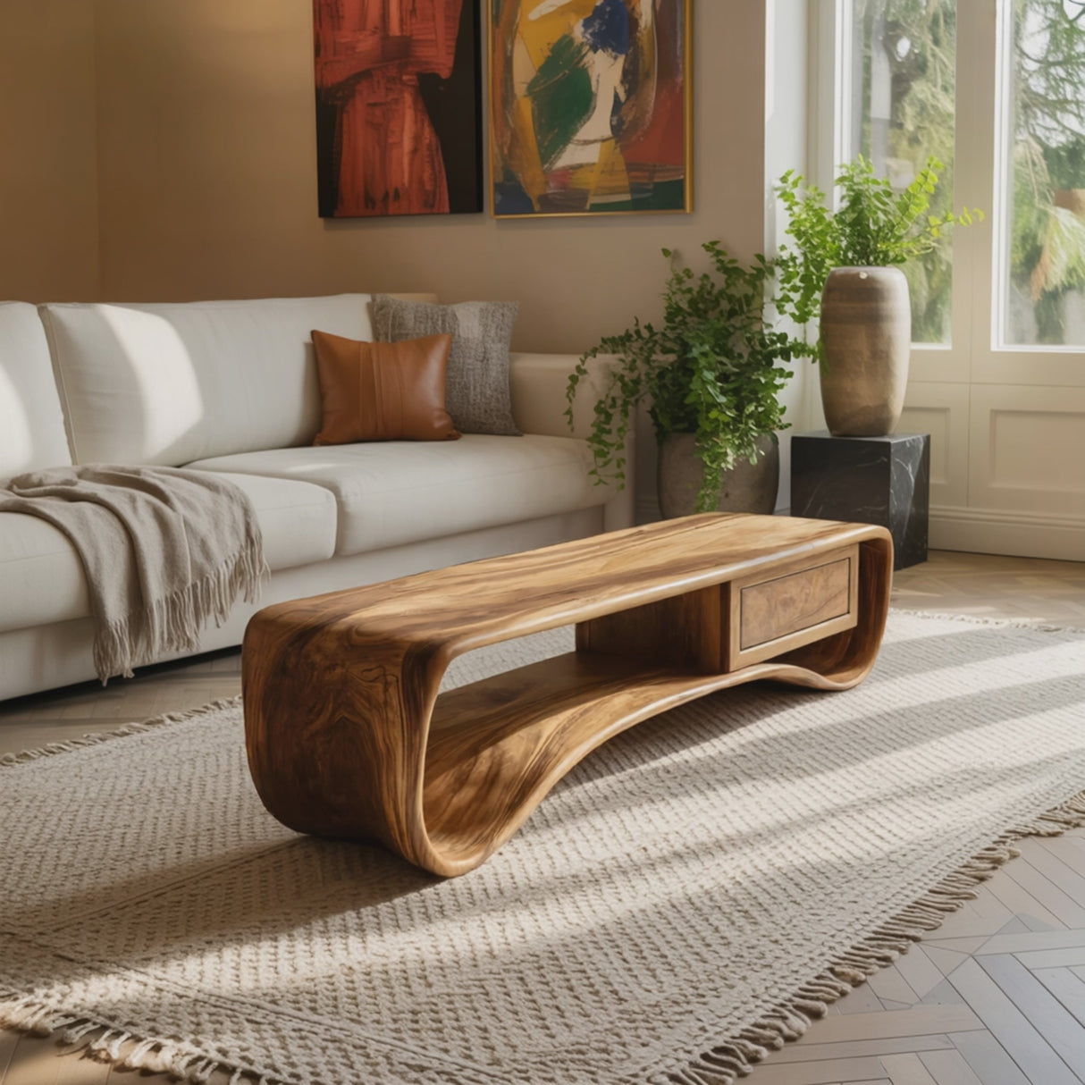 Handcrafted Coffee Table Compact Design For Living Room