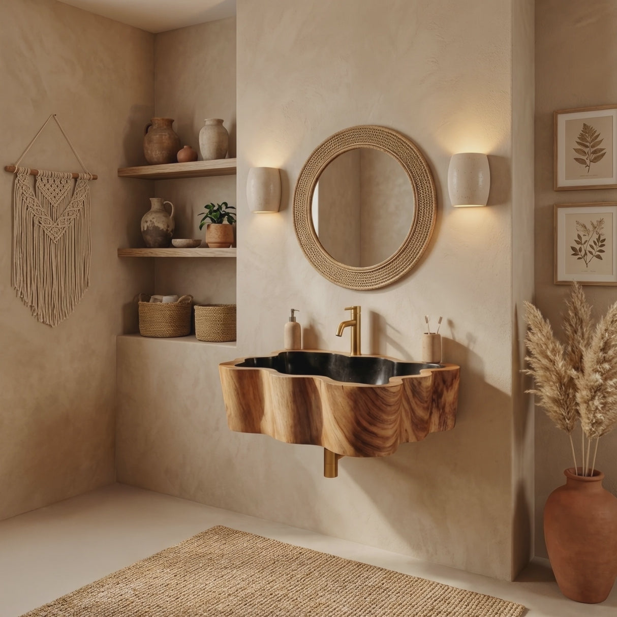 Modern Wall Mounted Wooden Bathroom Sink For Luxury Bathroom Furniture
