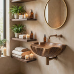 Mid Century Wooden Live Edge Wood Vanity Sink For Modern Bathroom Decor