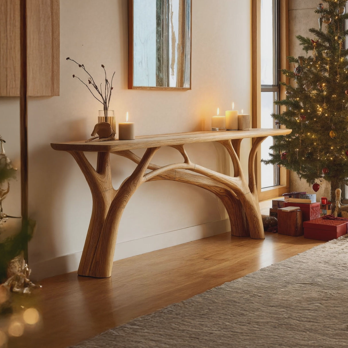 Handcrafted Wooden Live Edge Console Table For Holiday Furniture