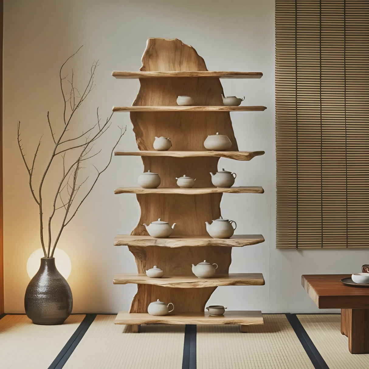 Rustic Solid Wood Standing Shelf For Entryway Design Ideas