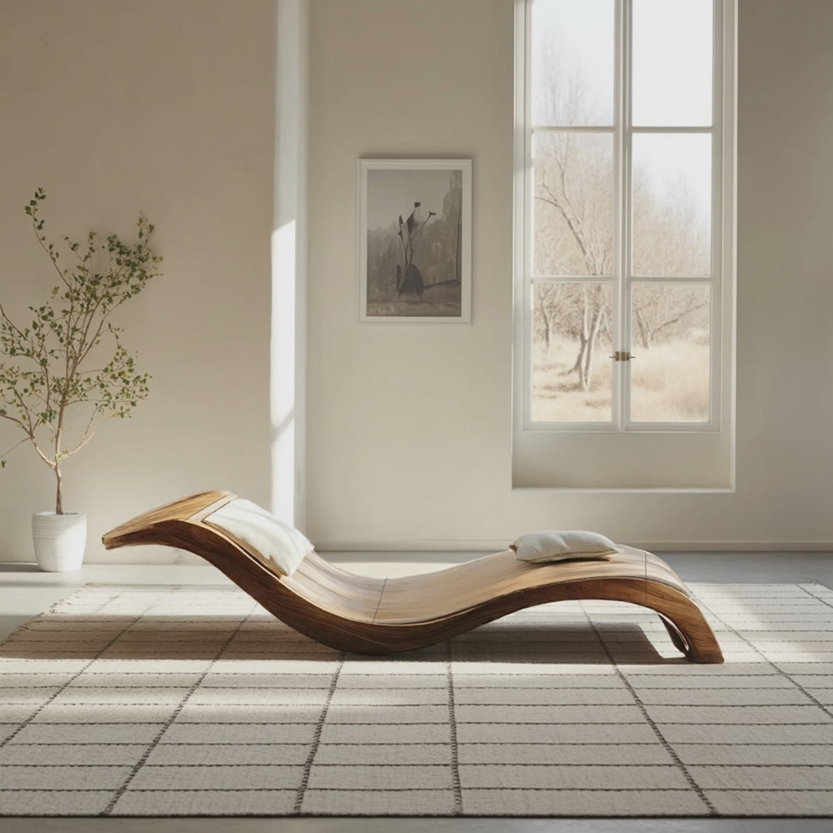 Mid Century Handcrafted Wooden Daybed For Living Room Furniture