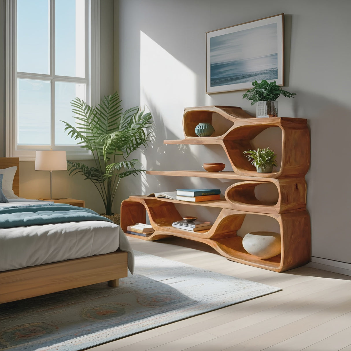 Curved Sculptural Bookshelf For Home Decor