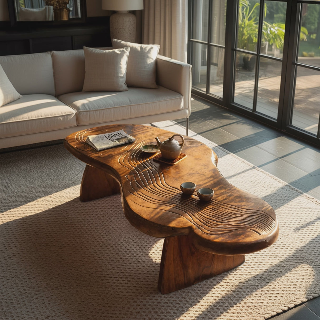 Mid Century Handcrafted Live Edge Coffee Table For Living Room