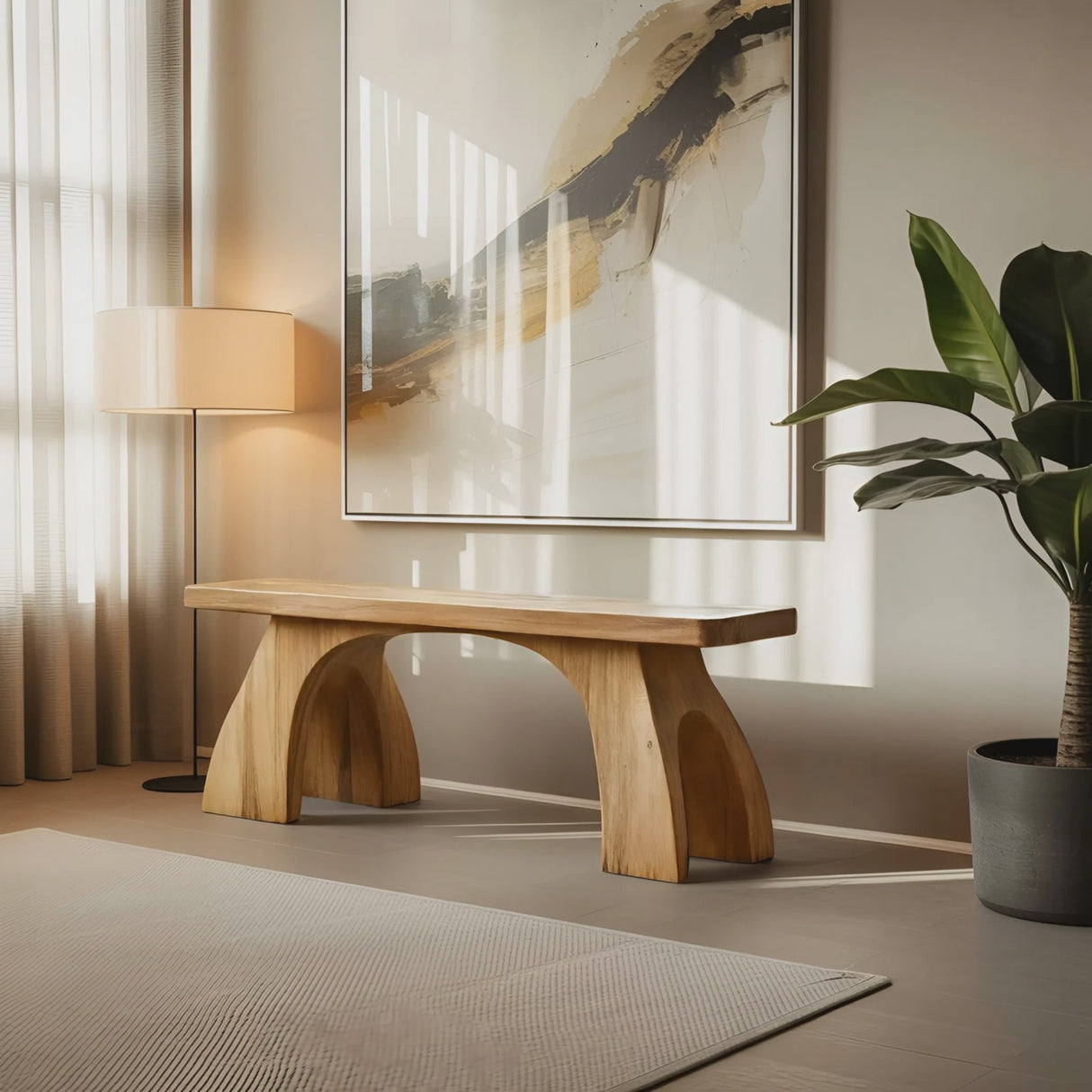 Modern Bench With Arched Leg Design For Entryway