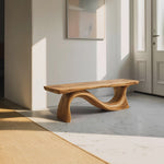Contemporary Organic Sculpted Live Edge Bench For Living Room