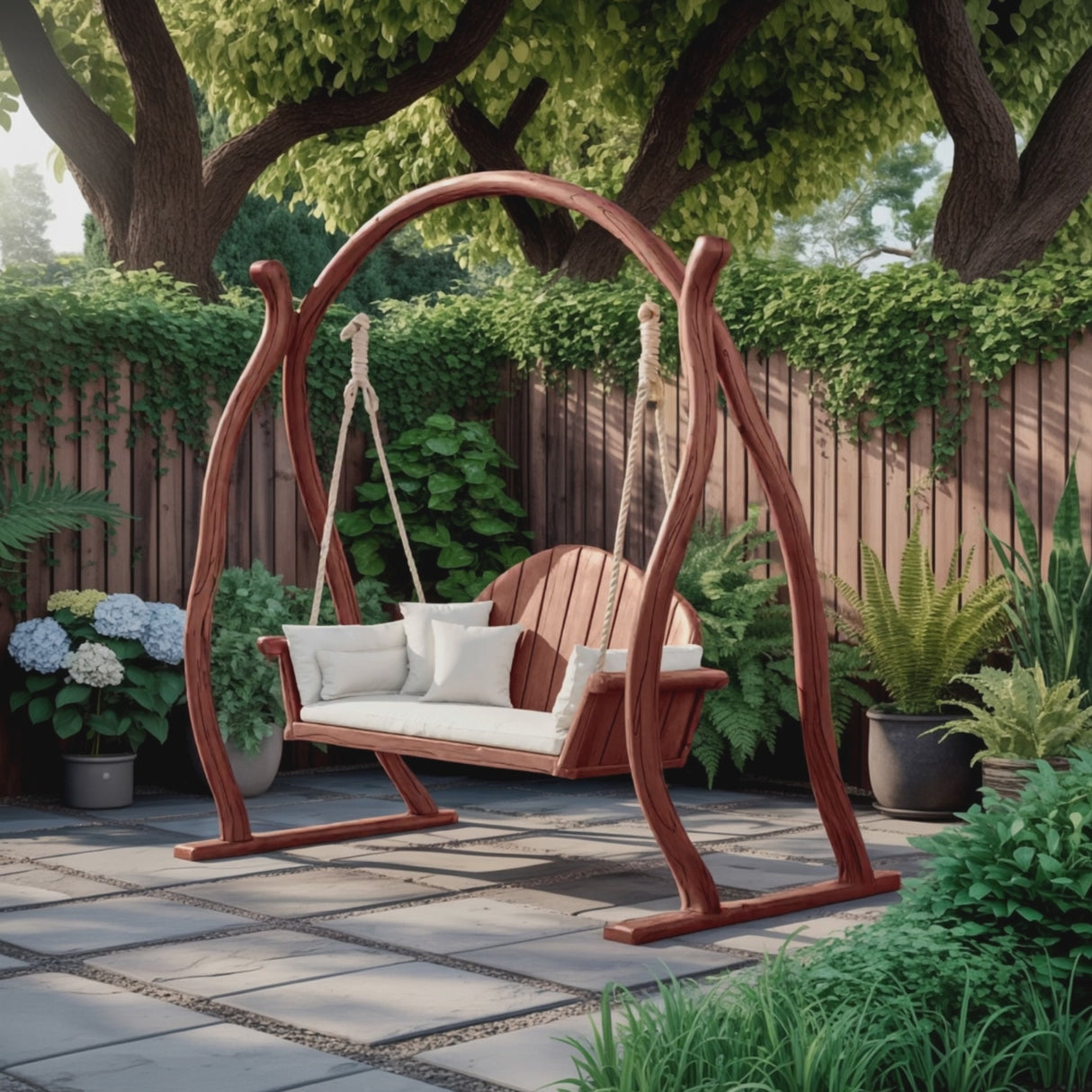 Curved Frame Garden Swing Bench For Outdoor Relaxation
