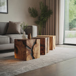 Farmhouse Wooden Cube Table For Modern Furniture Design