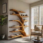 Modern Bookshelf Flowing Curved Design For Living Decor