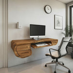 Floating Sculptural Desk With Drawers For Home Office And Studio