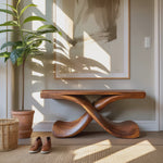 Modern Sculptural Console Table With Twisted Base For Living Room