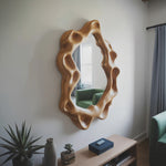 Organic Wall Mirror With Wavy Frame For Entryway Living Room And Bedroom