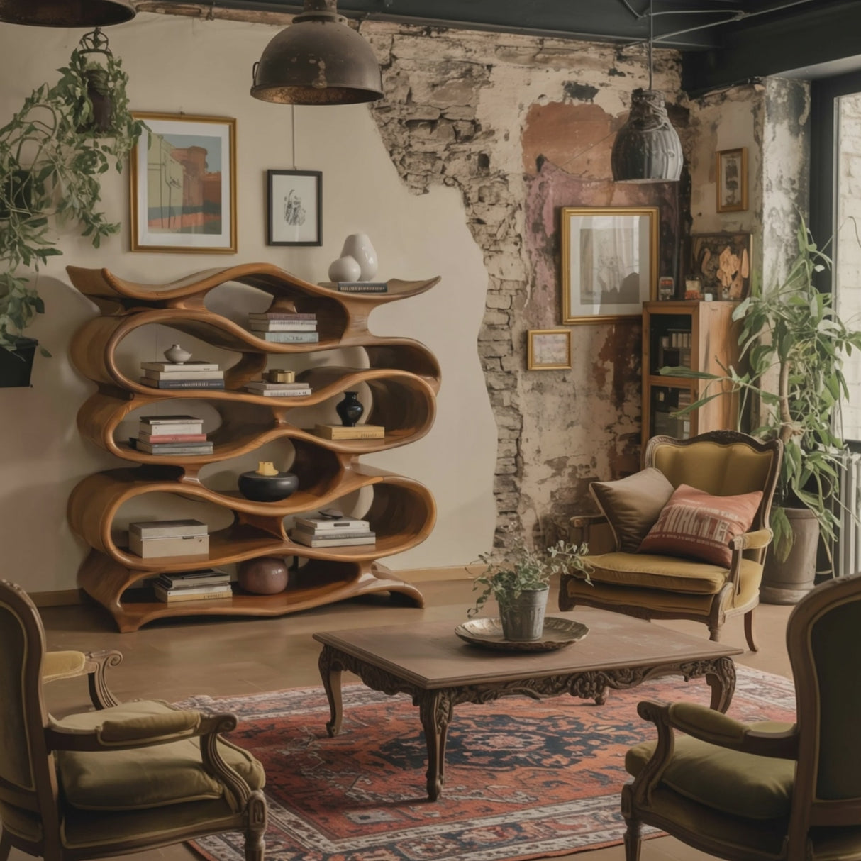 Sculptural Bookshelf Cabinet For Living Room And Office