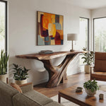 Mid Century Live Edge Console Table Artistic Wood For Furniture Decor