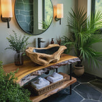Rustic Wood Wash Basin For Vintage Bathroom