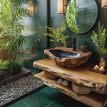 Mid Century Handcrafted Wood Wash Basin For Bathroom Decor