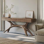 Farmhouse Wooden Console Table For Furniture Decor With Drawers