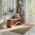 Modern Seating Bench Organic Curved Design For Entryway