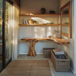 Handcrafted Solid Wood Console Table Sculptural Design For Entryway Decor