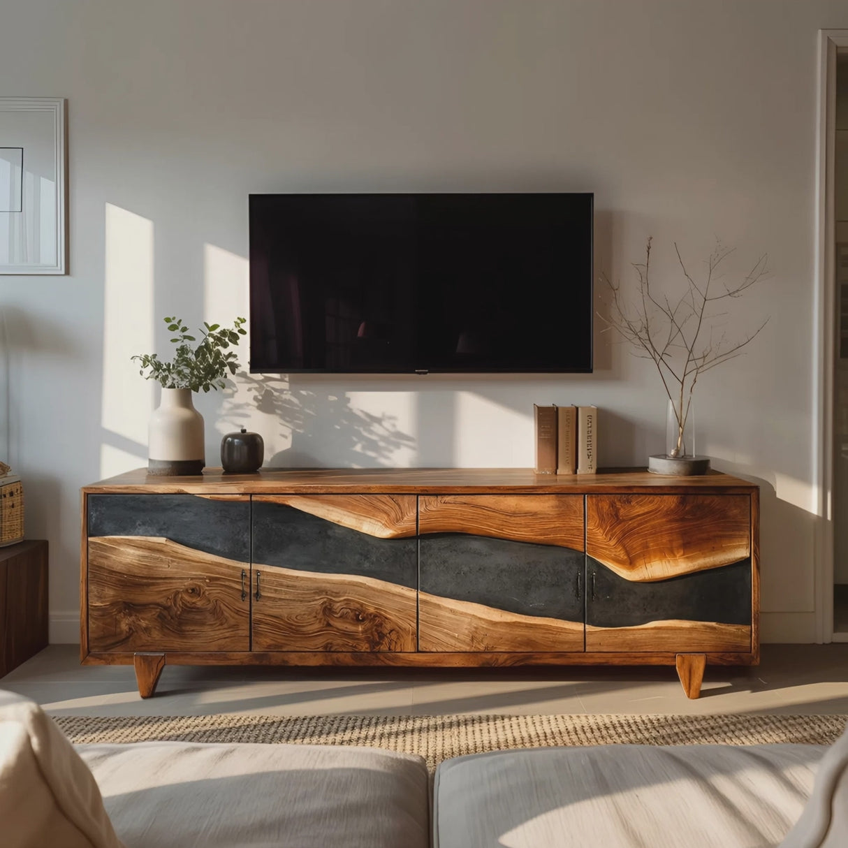 Farmhouse Solid Wood Media Console For Home Decor