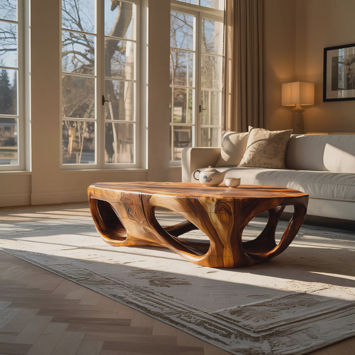 Artistic Coffee Table Carved Hollow Design For Lounge Space