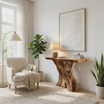 Modern Solid Wood Console Table Live Edge Design For Entryway Decor