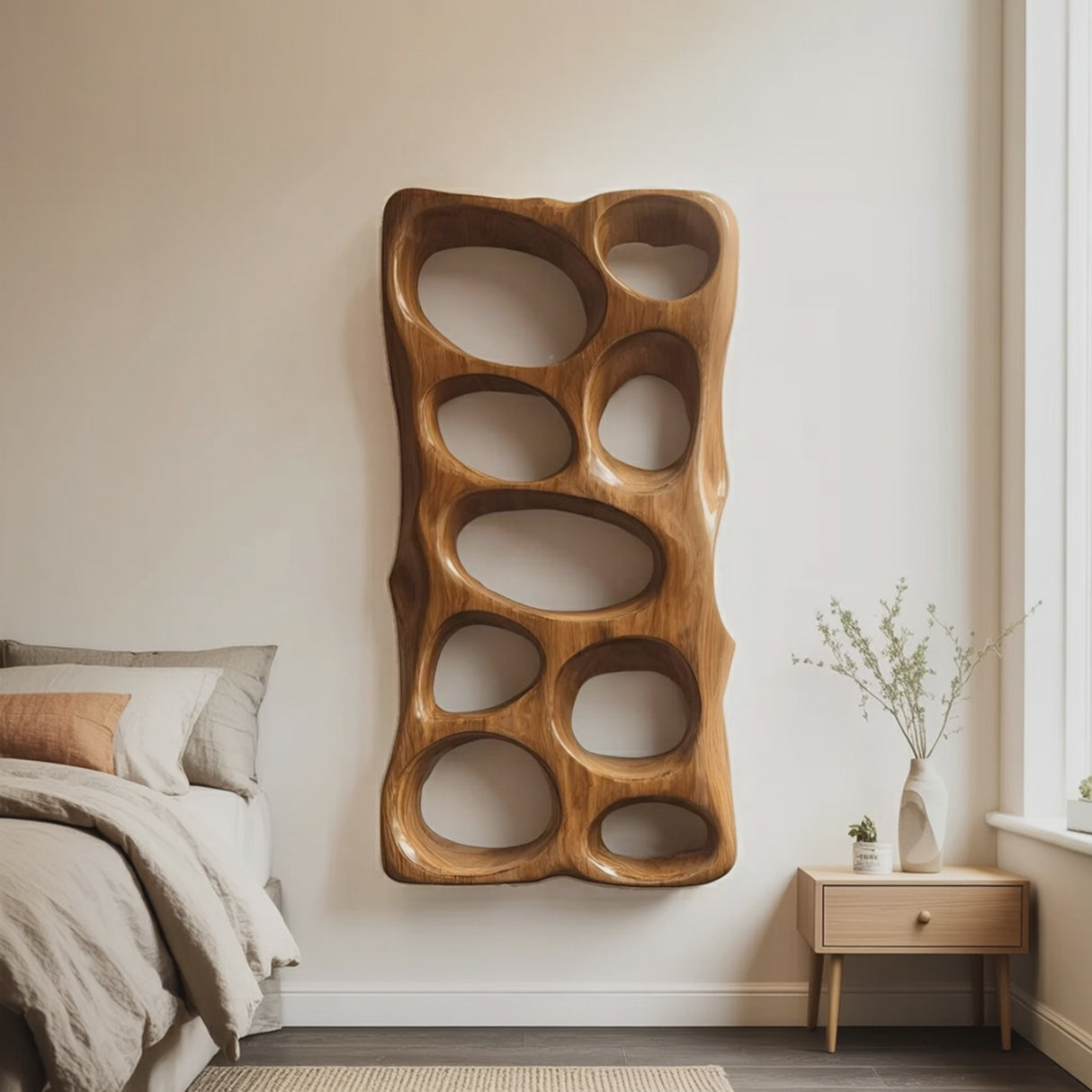 Modern Sculptural Vertical Wall Art For Living Room Decor