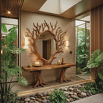 Artistic Tree Shaped Mirror And Console Table For Entryway
