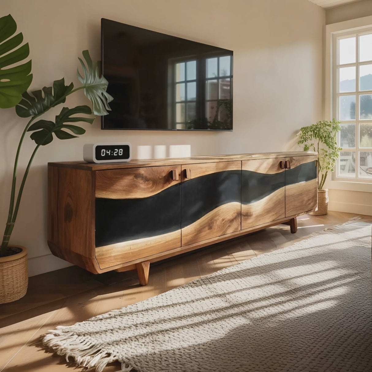 Modern Solid Wood TV Console For Minimalist Living Room