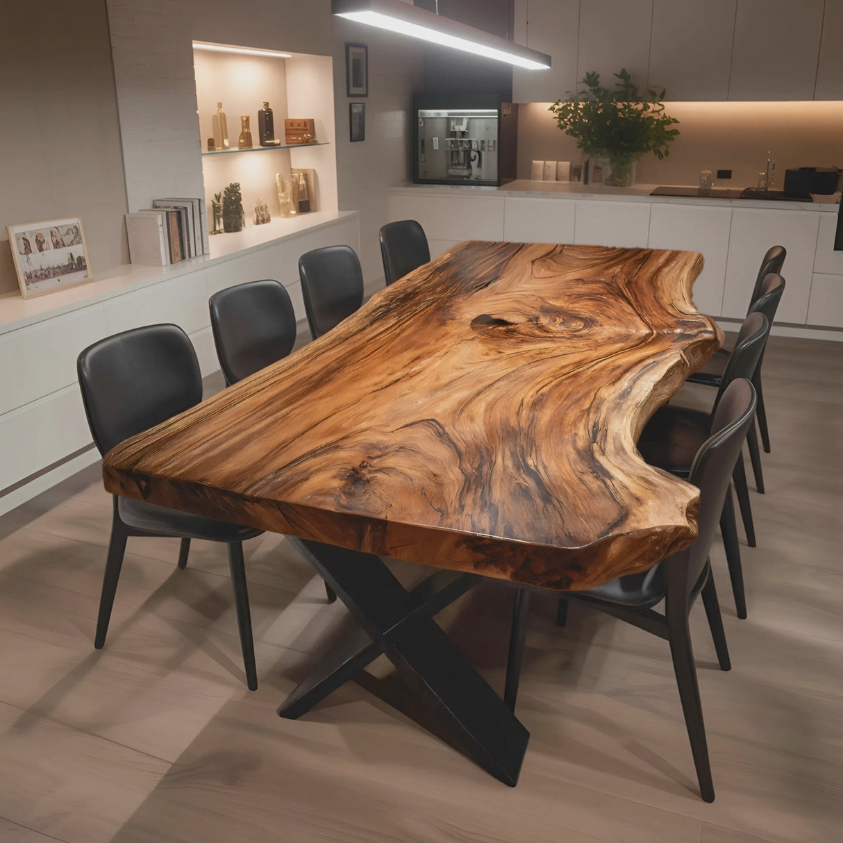Dining Room Modern Live Edge Dining Table Natural Grain
