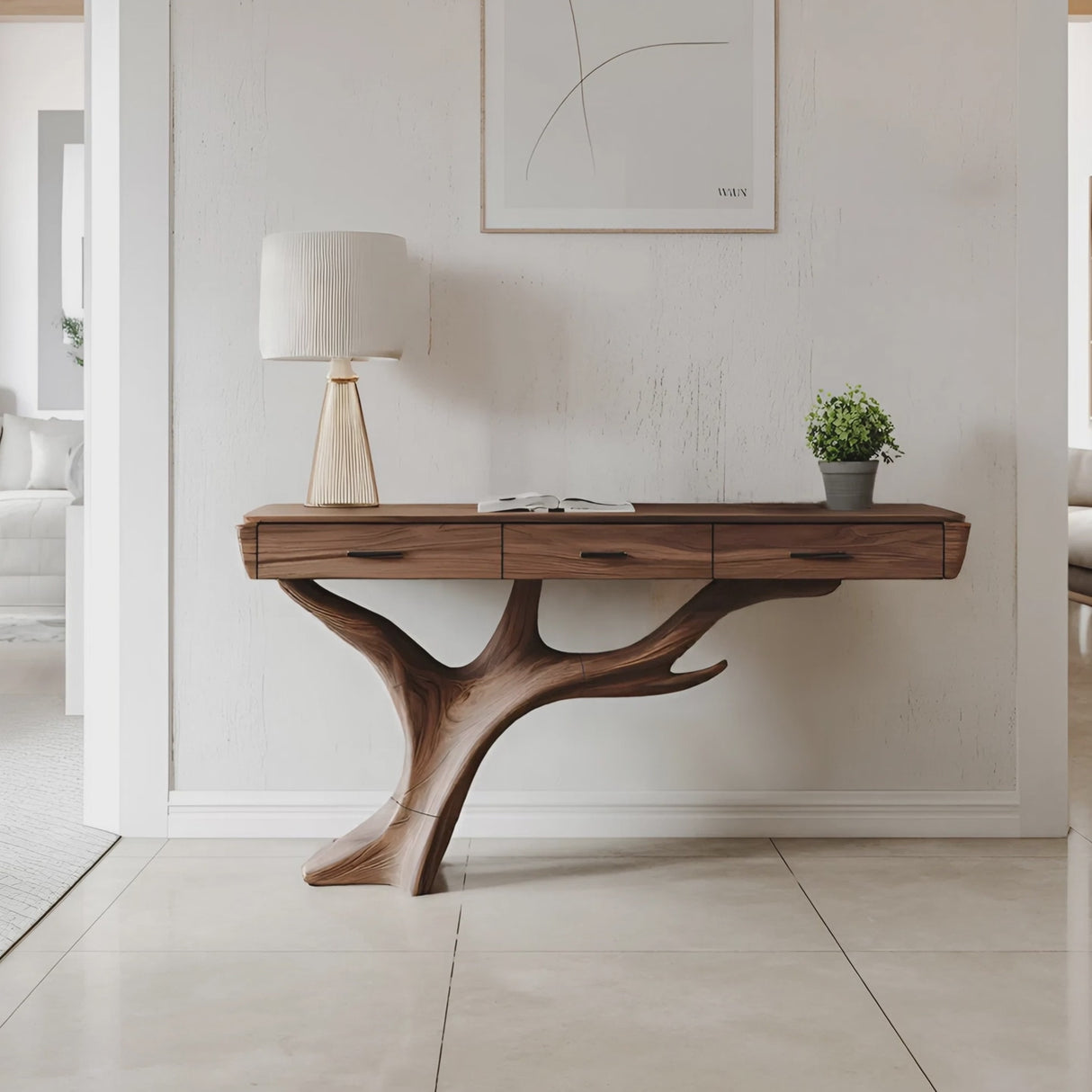 Mid Century Solid Wood Dressing Table For Living Room
