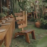 Modern Slatted Wood Outdoor Lounge Chair For Garden Or Patio