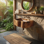 Handcrafted Wall Mounted Wooden Bathroom Sink For Artisan Bathroom Decor