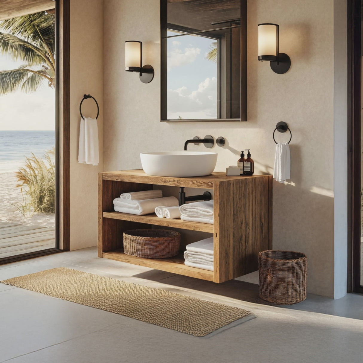 Wooden Bathroom Storage Cabinet For Rustic Decor Vibe