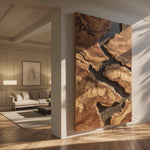 Mid Century Solid Wood Wall Sculpture For Living Room