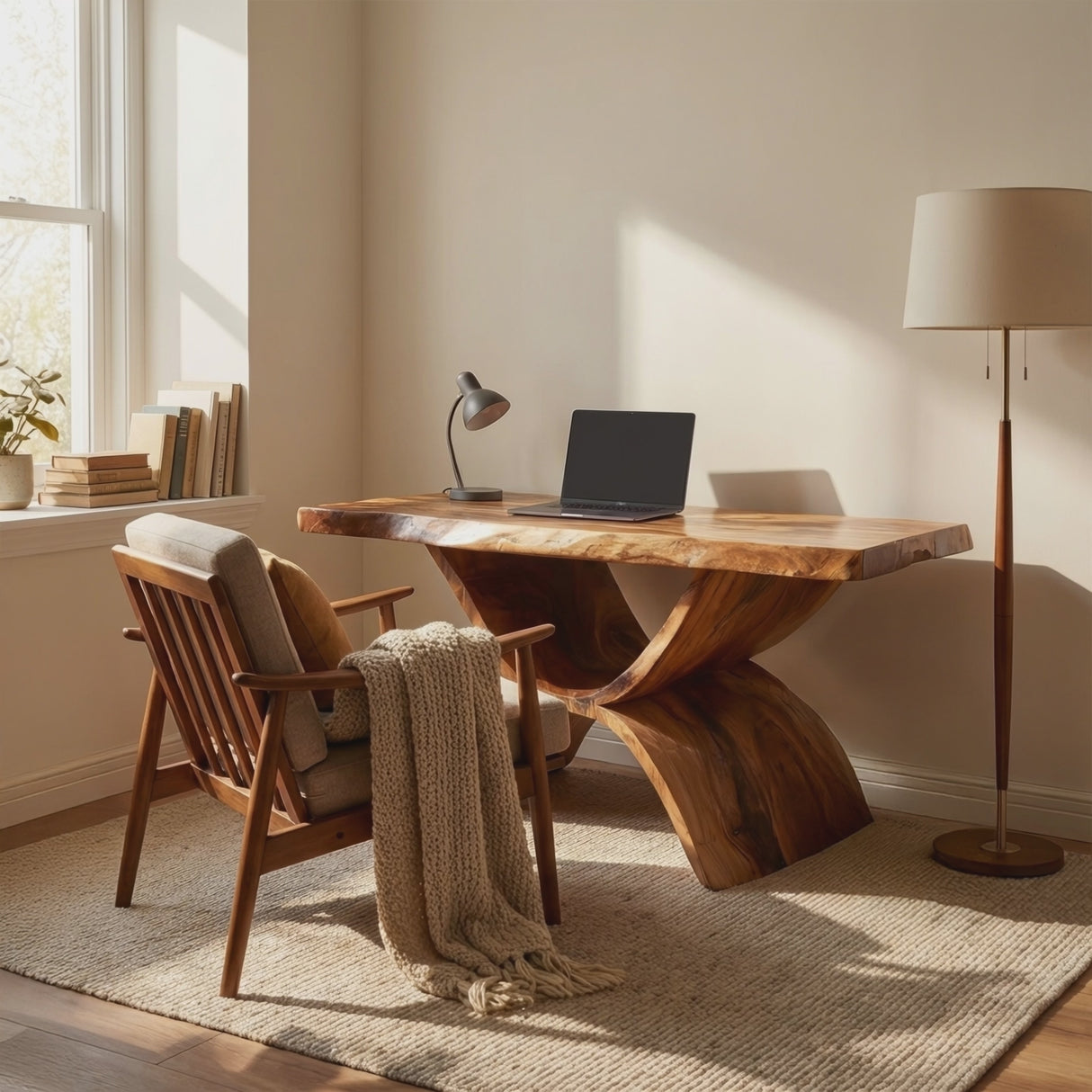 Handcrafted Solid Wood Desk For Home Office And Living Room