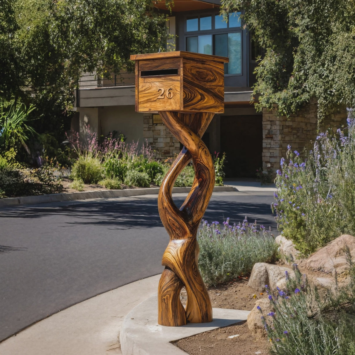 Farmhouse Solid Wood Sculpture Mailbox For Garden Furniture Decor