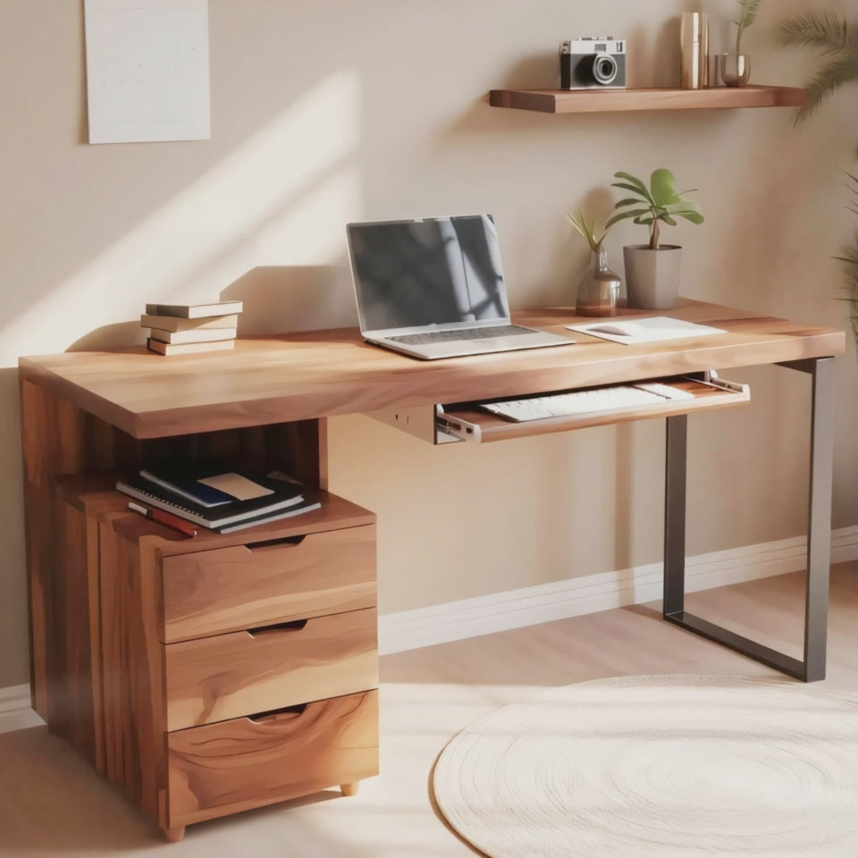 Contemporary Desk with Drawer For Home Office Workspace