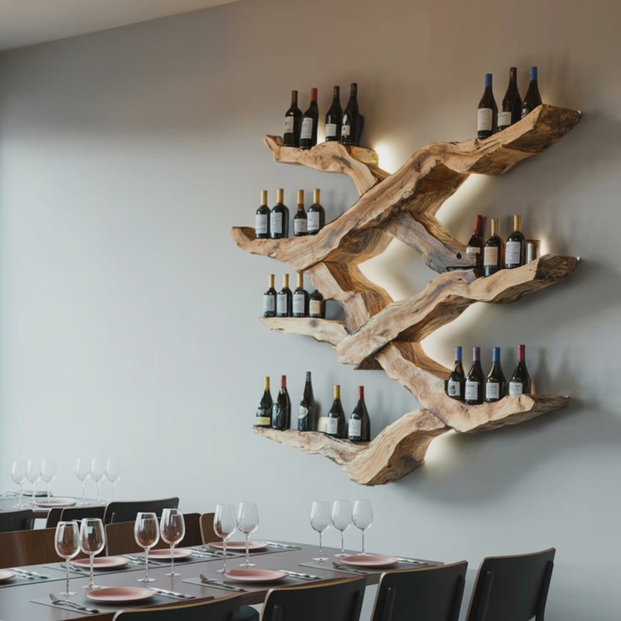 Farmhouse Wine Rack For Kitchen Wine Bottle Shelf