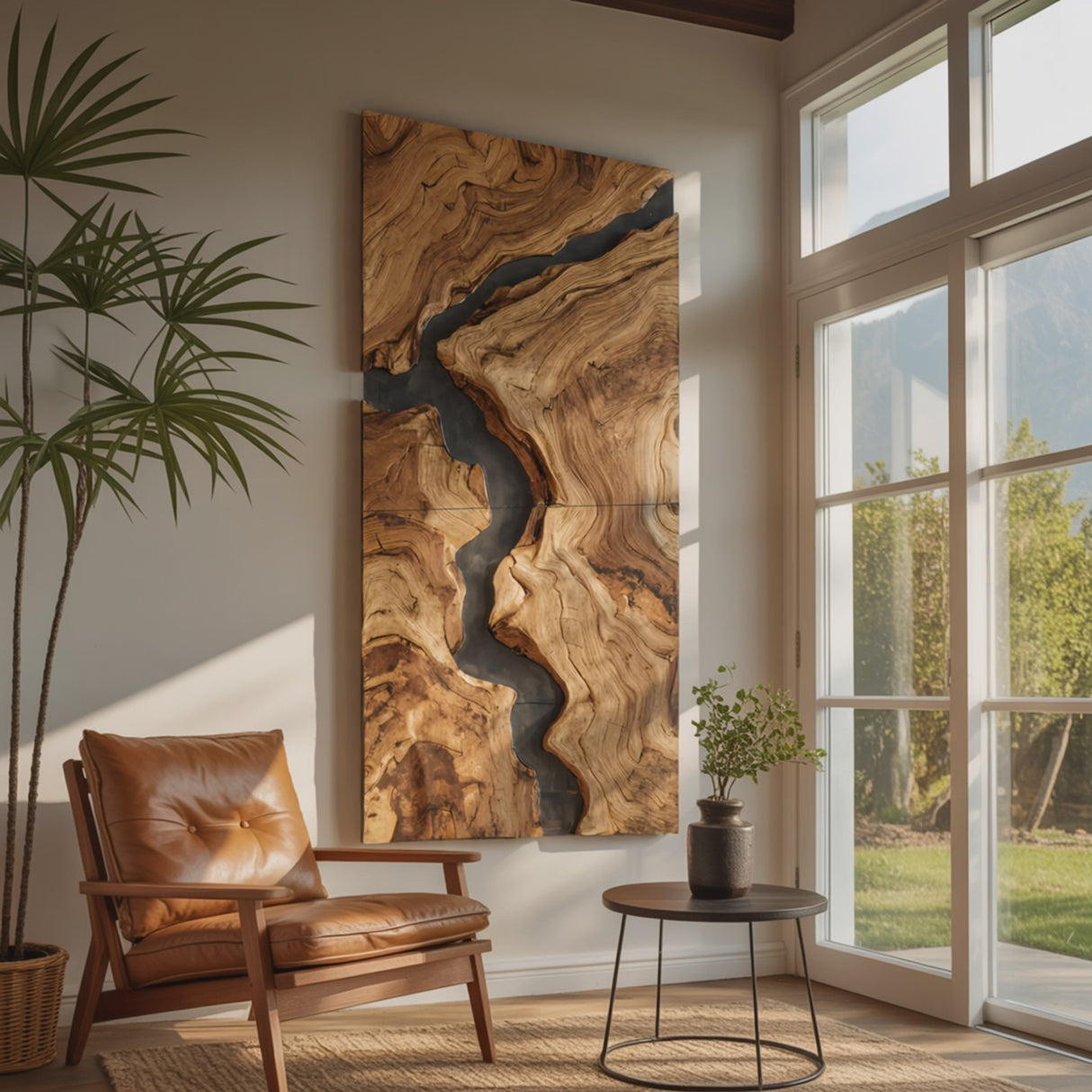 Mid Century Wooden Wall Art Sculpture For Entryway