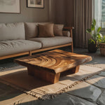 Mid Century Irregular Solid Wood Table For Living Room Decor